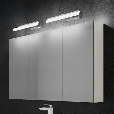 Produktbild von doporro Spiegelschrank Wandschrank in matt weiß 120x70 cm Hängeschrank Aufbewahrungsschrank mit LED Spiegelbeleuchtung 40*2 (Chrom)