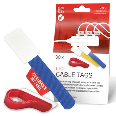 Obrázok produktu pre Label-The-Cable LTC CABLE TAGS, suché zipsové káblové štítky na popisovanie, sada 30 ks, farebné