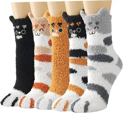 Produktbild von Kuschelsocken Damen 5 Paare Warme Flauschige Socken, Weihnachtssocken, Dicke Wintersocken Haussocken, Kuschel Bettsocken Schlafsocken Thermosocken fš¹r Weihnachten als Geschenke