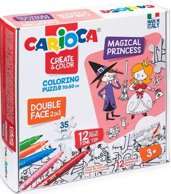 Immagine prodotto di Set creativo CARIOCA Puzzle, principessa + 12 pennarelli