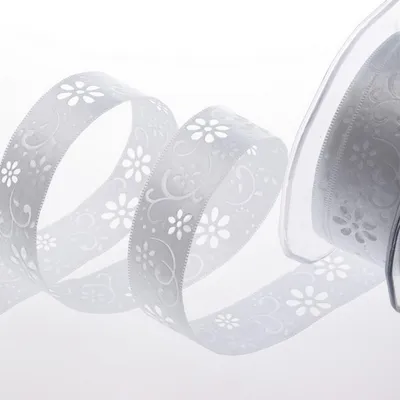 Produktbild von Dekoband "Open Spring Flower" - weiß - 25mm - 20m - 52125 00-R 25