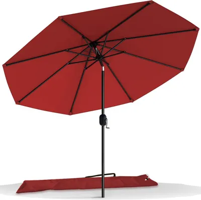Produktbild von VOUNOT® Sonnenschirm für Balkon, 270 cm, Knickbarer Balkonschirm mit Schutzhülle, Rot