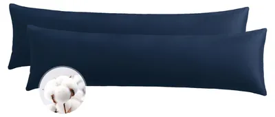 Productafbeelding van Kussensloop voor zijslapers, 40 x 145 cm, katoen, set van 2, blauw – zachte kussensloop 40 x 145 cm met rits, kussensloop 40 x 145 cm