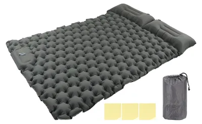 Productafbeelding van Campingmatras met Voetpomp - Waterdicht - Nylon - 196 x 125 x 9 cm - Inclusief Kussen
