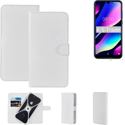 Produktbild von K-S-Trade Handy Hülle Schutz Hülle kompatibel mit Wiko View 3 Lite Cover Case Bookstyle Bumper weiß 1x