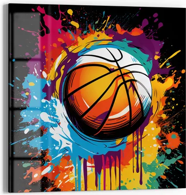 Produktbild von DEQOART Magnettafel Glas 50x50 cm 'Bunter Korbwurf' beschreibbar Whiteboard Pinnwand Küche