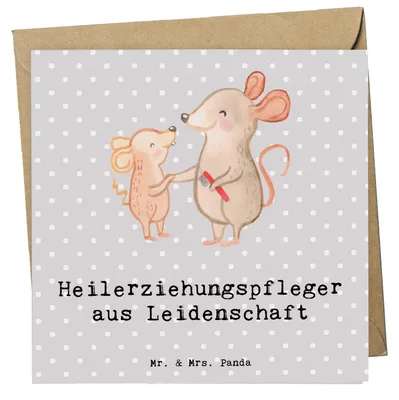 Produktbild von Mr. & Mrs. Panda Grußkarte Heilerziehungspfleger Leidenschaft - Grau Pastell - Geschenk, Ausbildung, anlasskarte, faltkarte, Klappkarte, Glückwunschkarte, Witzig, Spruch