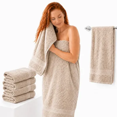 Produktbild von Komfortec 4er Duschtücher 70x140 cm Set aus 100% Baumwolle, 470g/m², Frottee, Weich, Beige