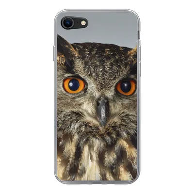 Produktbild von MuchoWow® Handyhülle Schutzhülle Hülle für iPhone 8 Braune Eule mit hellblauem Hintergrund Silikon Softcase Handy Hülle - Schutzhaube