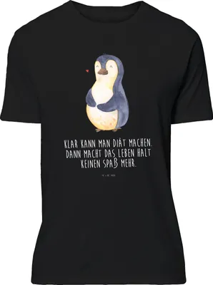 Produktbild von Mr. & Mrs. Panda T-Shirt Pinguin Diät - Schwarz - Geschenk, Abnehmen, oberteil, Tshirt, S, Motivation, mit Spruch, Print-Shirt