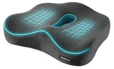 Image de Coussin de siège en mousse à mémoire de forme, orthopédique, de couleur gris foncé, pour le dos et le sciatique