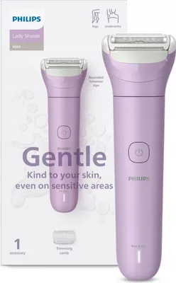 Image de Philips 6000 series Lady Shaver Series 6000 BRL114/00 Rasoir sans fil pour rasage humide et sec, Rasoir à lame, Rose, Batterie, Batterie intégrée, 5 V, 8 h