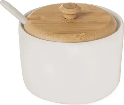 Produktbild von Orion Zuckerdose Zuckerspender Zuckerbehälter Zuckerschale mit Löffel aus Keramik WHITELINE 240 ml