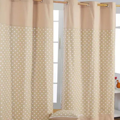 Produktbild von HOMESCAPES Gardinen mit Ösen Sterne beige 2er Set 100% Baumwolle, 137x117 cm