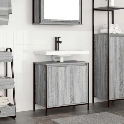 Produktbild von Möbel Waschbeckenunterschrank Grau Sonoma 60x34,5x60 cm - Badspiegel 861895