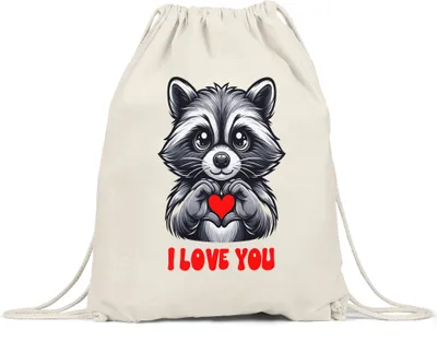 Produktbild von I love you Süßer Waschbär Herz Turnbeutel Romantik Partnerin Freund
