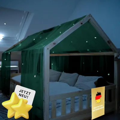 Produktbild von Betthimmel fürs Hausbett mit Leuchtsternen nachtleuchtend