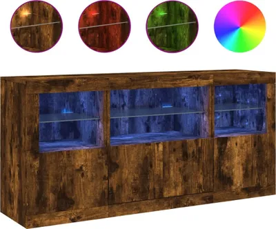 Immagine prodotto di Credenza con Luci LED Rovere Fumo 142,5x37x67 cm