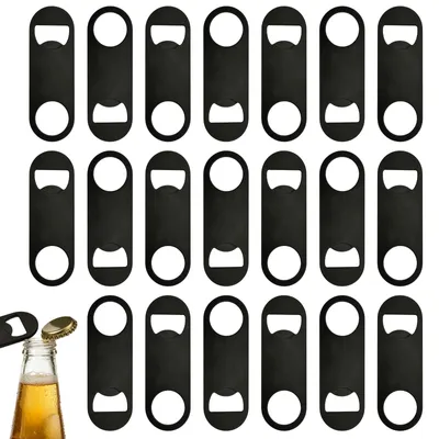 20er Set schwarze Flaschenöffner aus Edelstahl, 8,8 × 3,2 cm