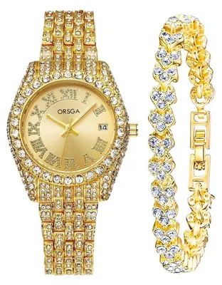 Immagine prodotto di Set regalo orologio da polso da donna, movimento al quarzo, impermeabile, cinturino in acciaio inossidabile, disponibile nei colori oro e argento, design minimalista, con diamanti