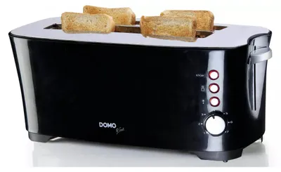 Produktbild von Domo DO961T, 4 Scheibe(n), Schwarz, Kunststoff, 1350 W, 447 mm, 225 mm