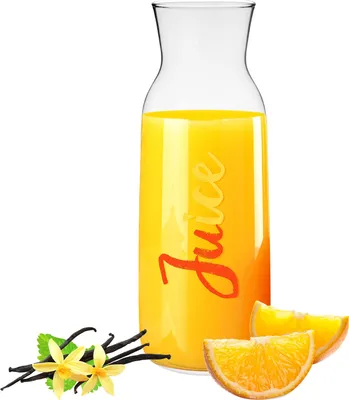 Produktbild von PLATINUX Karaffe mit Juice-Print 1000ml (max.1200ml) aus Glas Saftkaraffe Glaskanne Getränkekaraffe Kanne Glaskanne