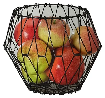 Klappbarer Obstkorb aus Metall, Ø 32 cm, schwarz