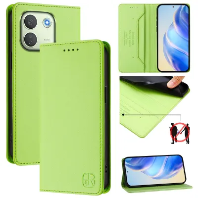 Image de Étui en cuir pour Xiaomi Redmi Note 17 Pro Max, type portefeuille rabattable avec compartiments pour cartes, porte-monnaie et support. Couleur : vert