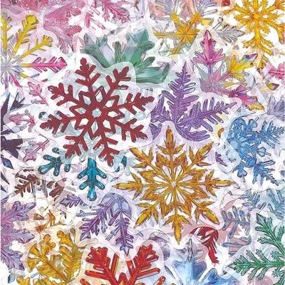 200 holografische Schneeflocken-Sticker, 53–60 mm, wasserdicht