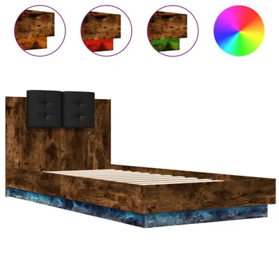 Obrázek produktu pro Rám postele s čelem a LED osvětlením kouřový dub 90 x 200 cm