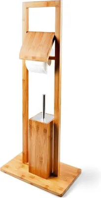 Immagine prodotto di Set di accessori per la toilette in bambù - circa 82 x 36 x 21 cm - Scopino e portascopino - naturale