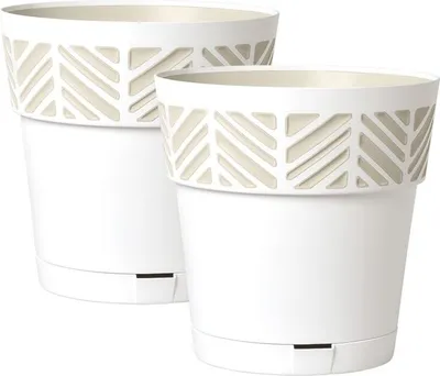 Produktbild von Set: 2 x Pflanztöpfe "ORFEO" L mit integrierten Wasserspeicher, Maße: 25x25 cm, Farbe: Weiß