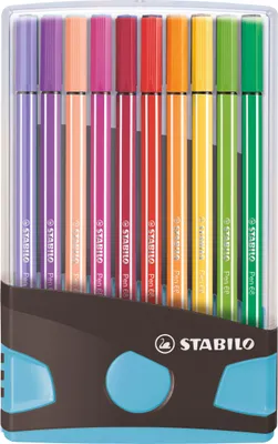 Produktbild von Premium-Filzstift - STABILO Pen 68 Colorparade - 20er Tischset in anthrazit/hellblau - mit 20 verschiedenen Farben