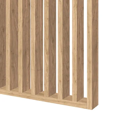 Produktbild von HEXIM Raumteiler Lamellenwand 275x58cm MDF Raumtrenner Trennwand - freistehende Holzlamellen Innendekoration - moderne Raumgestaltung Lamellen-Sichtschutz (Saragossa Eiche)