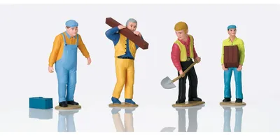 Figuren-Set Arbeiter, 4 Stück, 1:22,5, Kunststoff, bunt