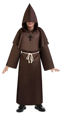 Kindermönchskostüm mit Kapuze, Kreuzkette und Gürtel, Halloween