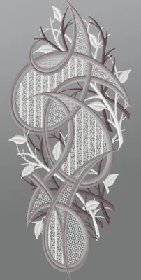 Produktbild von Fensterbild aus Plauener Spitze - modernes Ornament  (BxH) 15cm x 35cm, grau, Fensterdekoration und Fensterschmuck