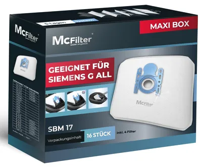 Produktbild von McFilter I 16 Staubsaugerbeutel geeignet für Siemens VS06G2410, VSZ3XTRM11 Staubsauger I 5-lagiger Staubbeutel mit Hygieneverschluss inkl. Filter mit hochwertiger Kunststoffdeckscheibe
