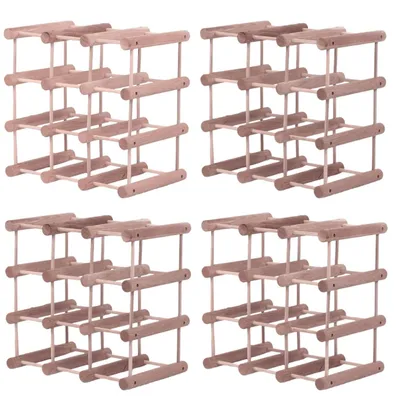Produktbild von MODO24 Weinregal Modular, 56 Flaschen, 4 Module, Flaschenregal, Weinständer, Tanne Massivholz, Modul 36x36x24 cm, Braun, RW7