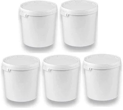 Produktbild von SILPLAST Eimer mit Deckel 30L x 5 Kunststoffeimer 30 Liter lebensmittelecht stapelbar Plastikeimer leer Weiß