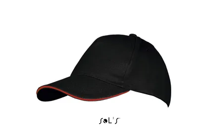 Produktbild von SOLs 00594 | Five Panels Cap Long Beach / Verstellbarer Metallverschluss - Farbe: Black/Red - Größe: One Size