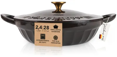 Image de Casserole en fonte émaillée avec couvercle, 28 cm, couleur anthracite