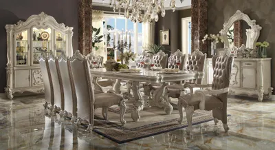 Produktbild von Klassischer Tisch Esstisch Holz Esszimmer Garnitur 8x Stuhl Set Stühle Lehn Neu