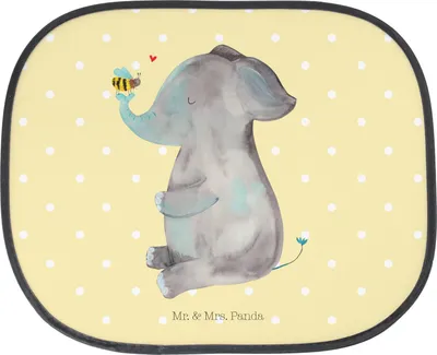 Produktbild von Mr. & Mrs. Panda Auto Sonnenschutz Elefant Biene - Gelb Pastell - Geschenk, Hochzeitsgeschenk, Heiratsantrag, Liebesspruch, Lustige Sprüche, für, saugnapf, Scheibenschutz