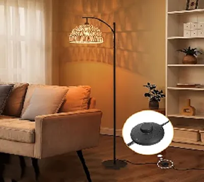 Produktbild von COSTWAY Stehlampe, 160 cm, E27 Fassung, Stehleuchte mit hängendem Lampenschirm & Fußschalter, Standleuchte