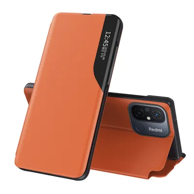 Obrázek produktu pro Flipové pouzdro pro Xiaomi Redmi 12C,Polyuretankůže pouzdro s okénkem a funkcí stojánku Pomerančový
