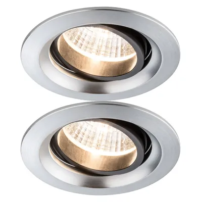 Immagine prodotto di Set di faretti da incasso Paulmann Premium, orientabili, con tecnologia LED, 2 x 7W, 18VA, 230V/700mA, diametro 110mm, alluminio spazzolato/alluminio