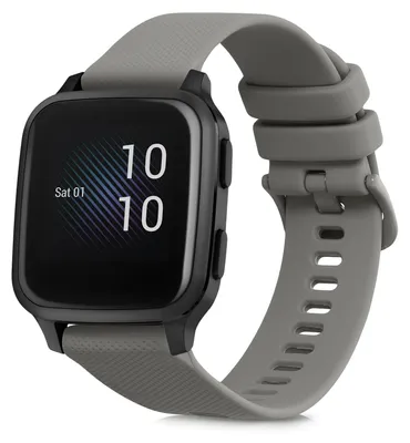 Produktbild von kwmobile Silikon Uhrenarmband für Garmin Venu Sq Music / Sq Armband - Ersatzarmband für Fitnesstracker - Wechselarmband Smartwatch - Grau