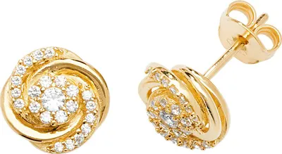 Produktbild von Wunderschöne 9 Karat (375) Gold Damen - Paar Ohrstecker mit Zirkonia - 9mm*9mm; TRS27250