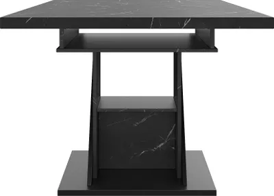 Produktbild von Flieks ausziehbarer Esstisch mit Marmoroptik, Esszimmertisch Küchentisch rechteckig, Teleskoptisch 110-140x80x75cm, Schwarz